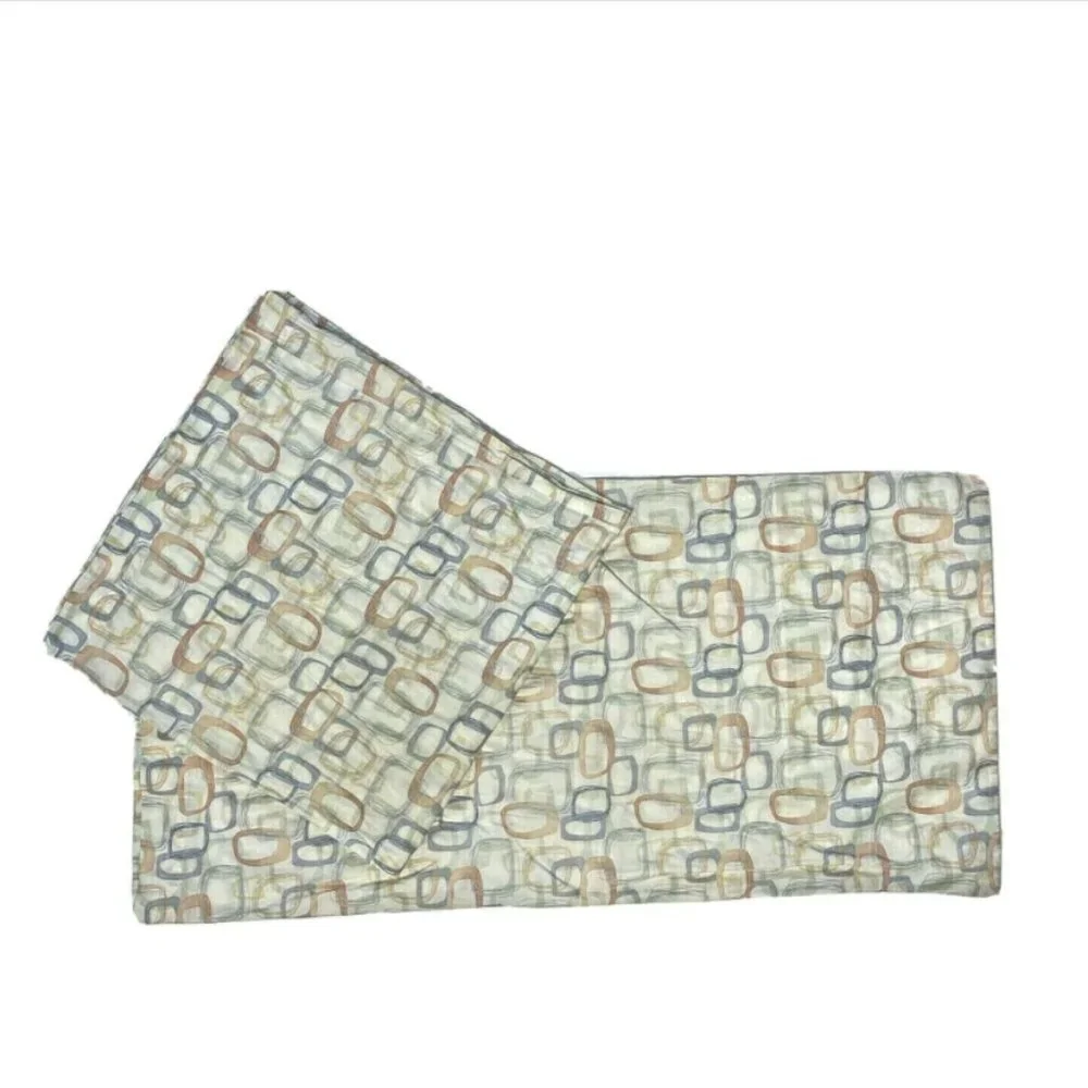 Vintage 70s Percale King Pillowcases Square Print